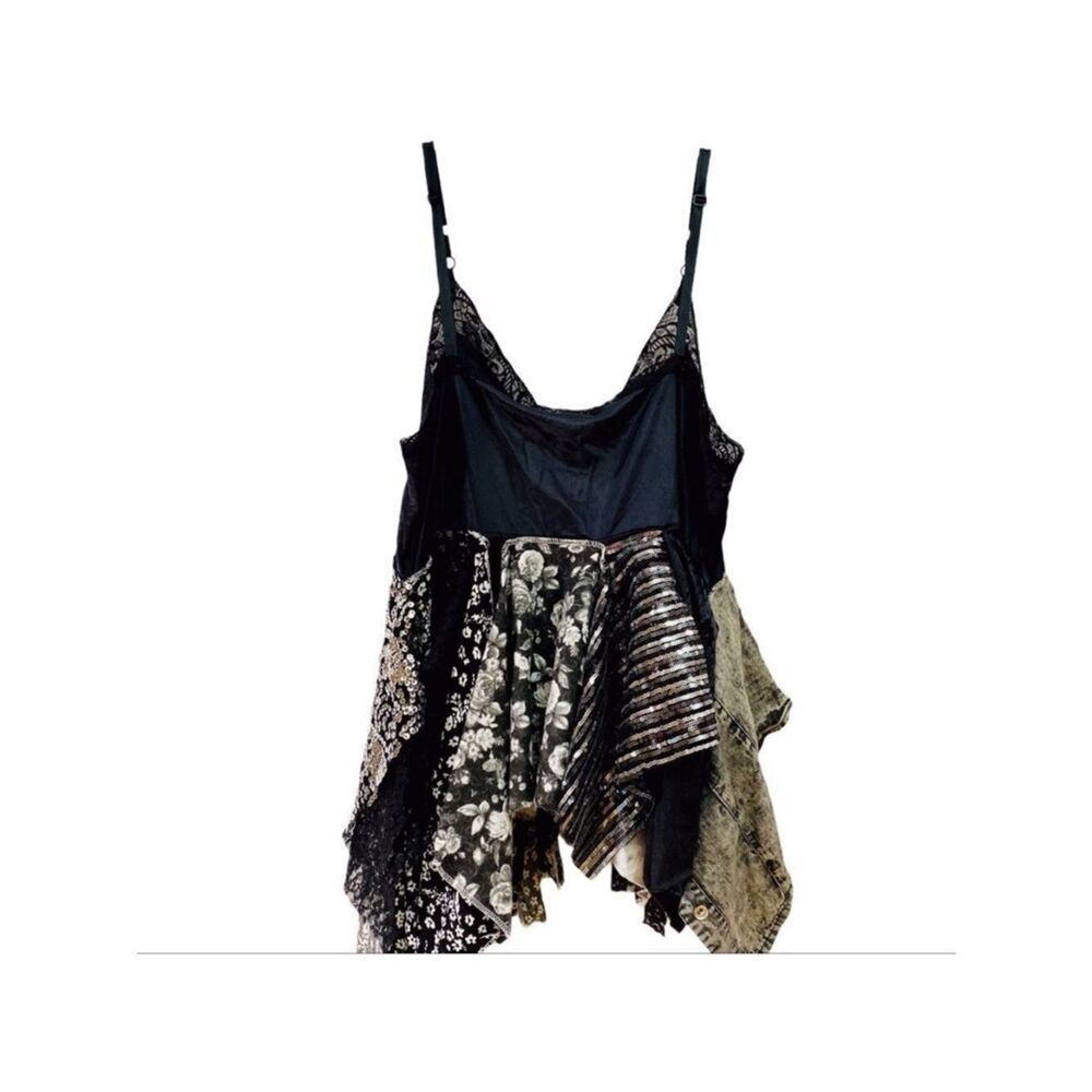 Black Multi Layer Hanky Top | Boho Western Goth Festival OOAK - Picture 4 of 4